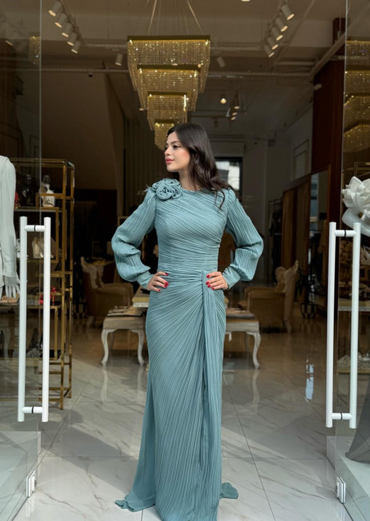 KENZEL YEŞİL TESETTÜR ELBİSE