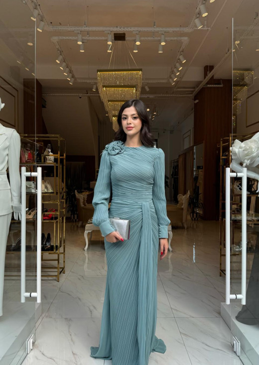 KENZEL YEŞİL TESETTÜR ELBİSE