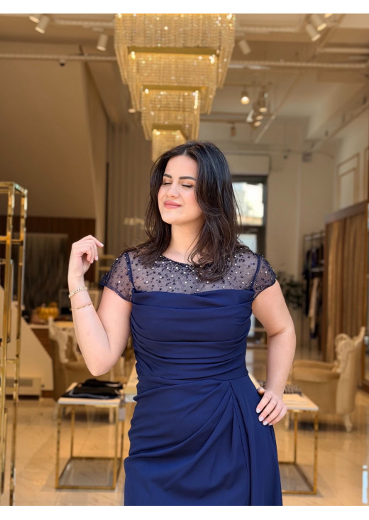 DORİDORCA TAŞ DETAYLI LACİVERT