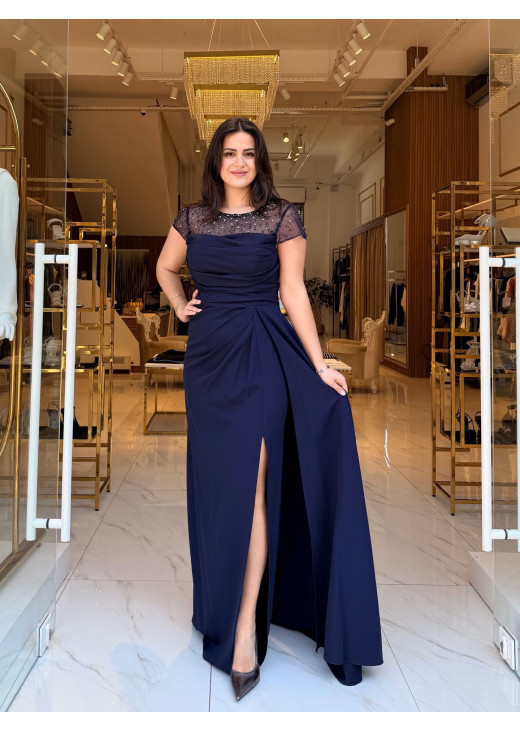 DORİDORCA TAŞ DETAYLI LACİVERT