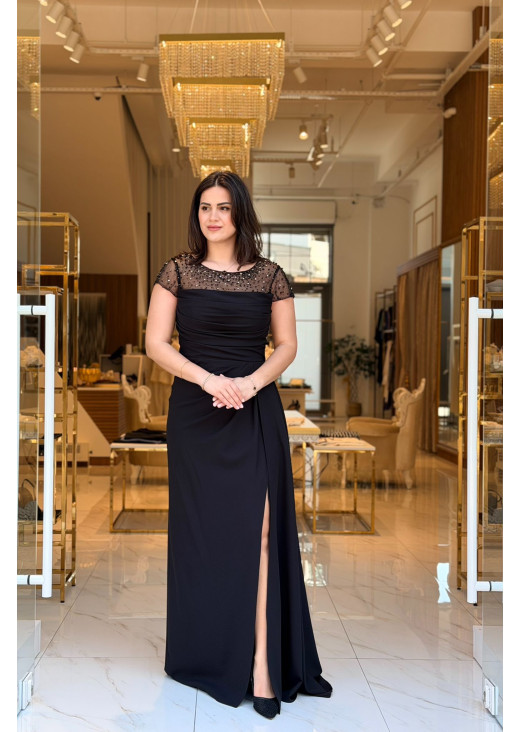 DORİDORCA TAŞ DETAYLI SİYAH