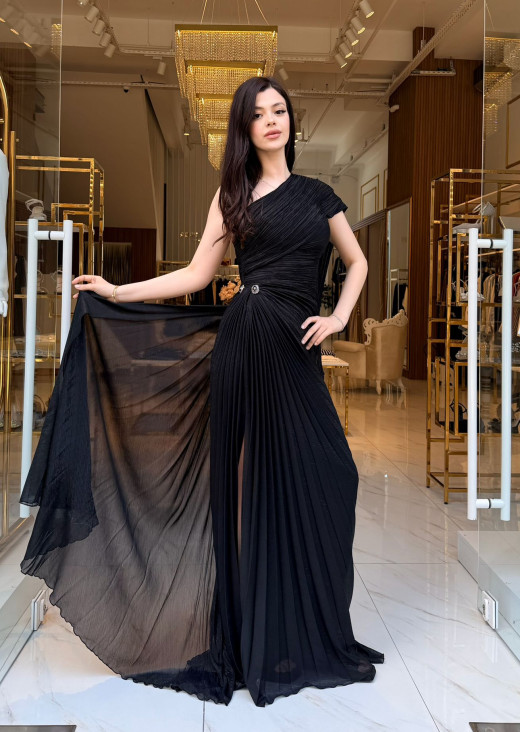 KENZEL TEK OMUZ SİYAH ABİYE