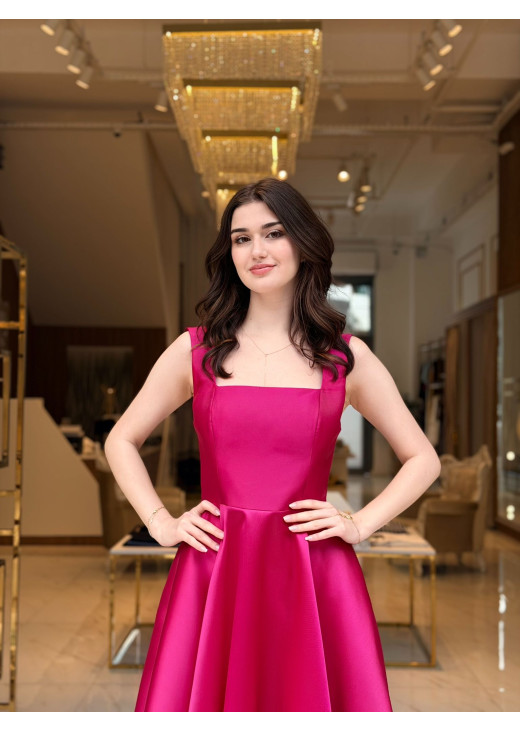 DORİDORCA VİŞNE RENGİ KLOŞ ELBİSE