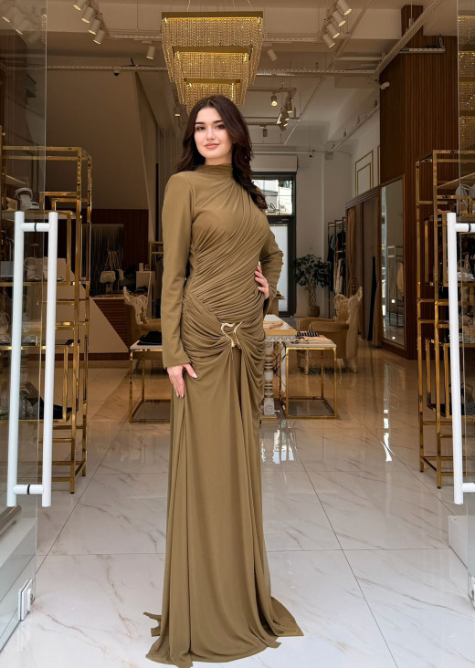 KENZEL PASTEL YEŞİL DRAPELİ TESETTÜR ABİYE 