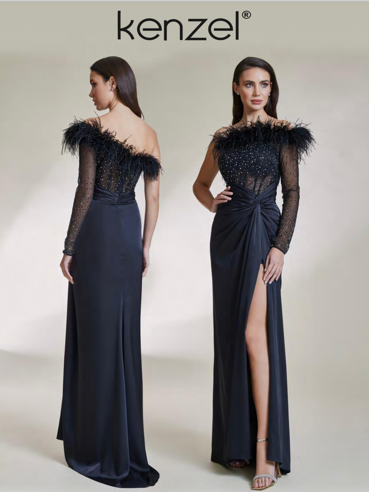 KENZEL SİYAH OTRİŞLİ ABİYE