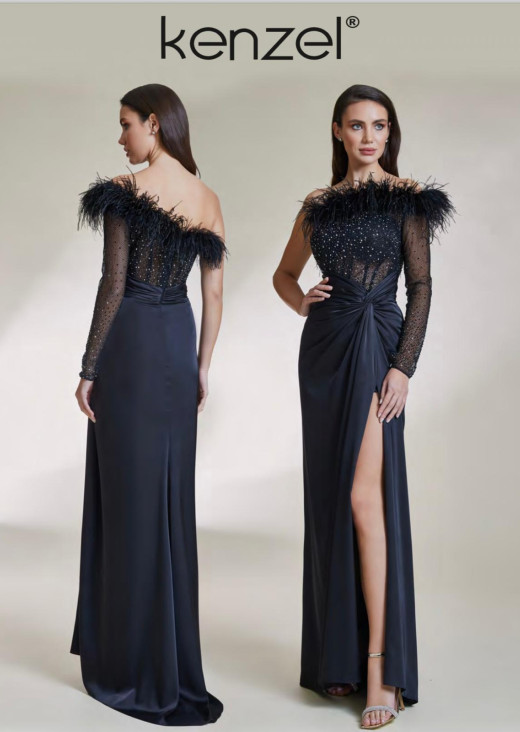 KENZEL SİYAH OTRİŞLİ ABİYE