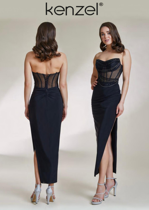 KENZEL AKSESUARLI SİYAH ABİYE