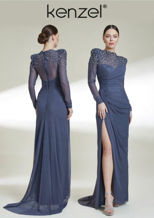 KENZEL ANTRASİT TAŞ İŞLEMELİ ABİYE