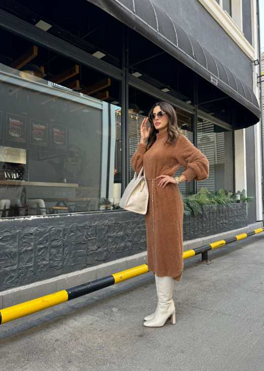 SETRE AÇIK KAHVE ELBİSE